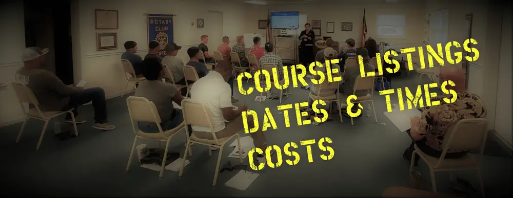 Course Listings, dates, times, costs