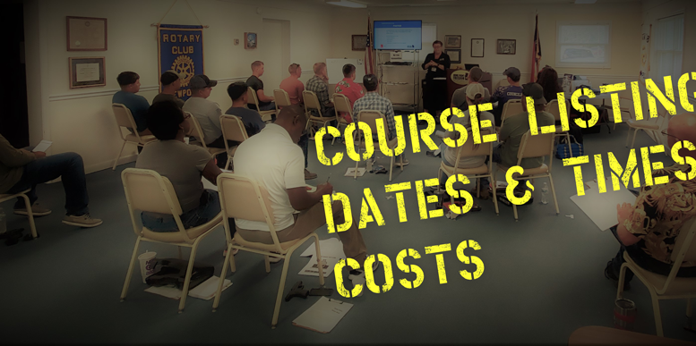 Course Listings, dates, times, costs